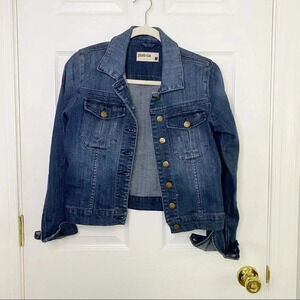 PISTOLA Medium Wash Light‎ Distressing Soft Cropped Denim Jacket
